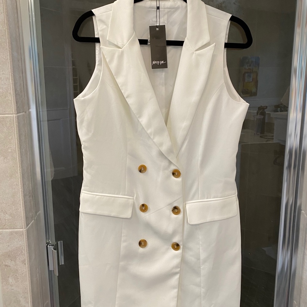 Nasty Gal White Double-Breasted Mini Dress